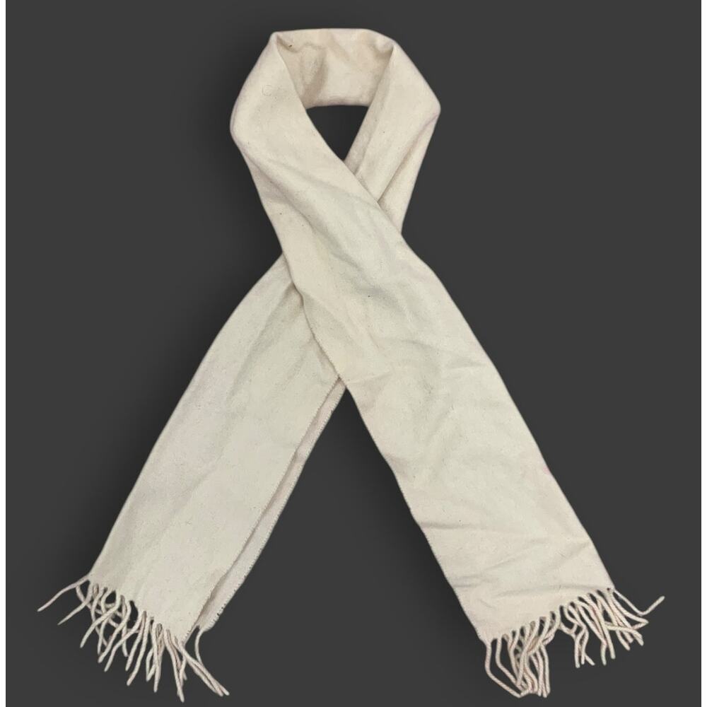 Vintage 100% Cashmere Scarf by Perry Ellis in White Luxury Made in Germany